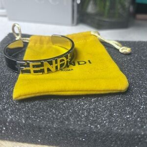 Fendi Black and Silver Cuff Bracelet